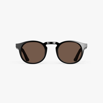 Black / Brown Lens | Front view of Atrium Sunglasses in Black with Brown Lens