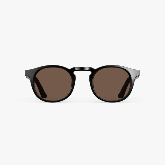 Black / Brown Lens | Front view of Atrium Sunglasses in Black with Brown Lens