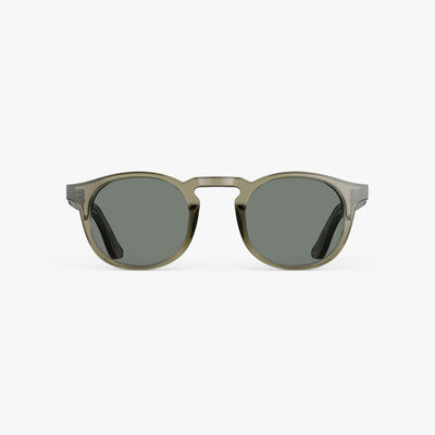 Crystal Sencha / Grey Green Lens | Front view of Atrium Sunglasses in Crystal Sencha with Grey Green Lens