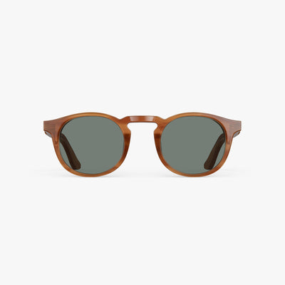 Tobacco / Grey Green Lens | Front view of Atrium Sunglasses in Tobacco with Grey Green Lens