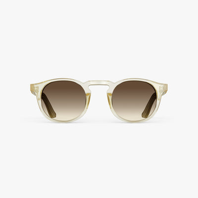 Crystal Champagne / Brown Gradient Lens | Front view of Atrium Sunglasses in Crystal Champagne with Brown Gradient Lens