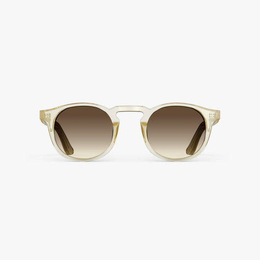 Crystal Champagne / Brown Gradient Lens | Front view of Atrium Sunglasses in Crystal Champagne with Brown Gradient Lens