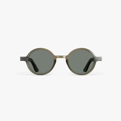 Crystal Sencha / Grey Green Lens | Front view of Cairn Sunglasses in Crystal Sencha with Grey Green Lens