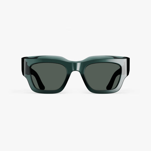 Crystal Emerald / Grey Green Lens | Front view of Intrados Sunglasses in Crystal Emerald with Grey Green Lens