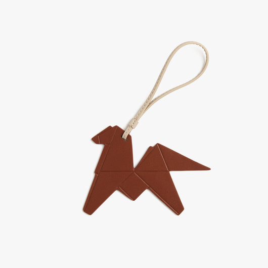 Mahogany | Front view of the Origami Horse Charm in Mahogany