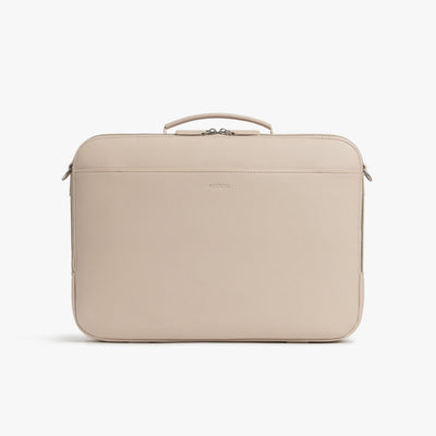 Ivory (Vegan Leather) | Front view of Metro Briefcase in Ivory