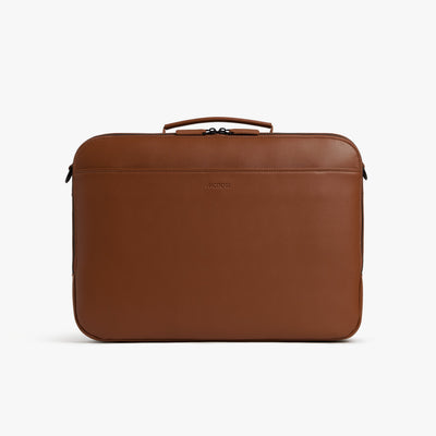 Mahogany (Vegan Leather) | Front view of Metro Briefcase in Mahogany
