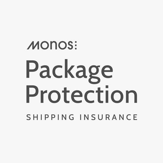 Text reads: Monos (DEV) Monos Package Protection Shipping Insurance on a plain white background.